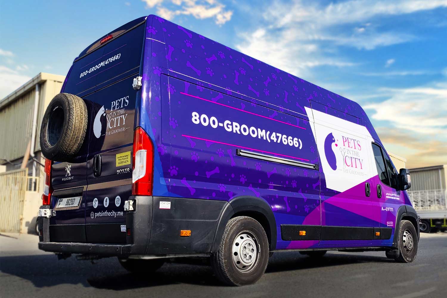 Fully branded van by iCatch vehicle branding in Dubai.