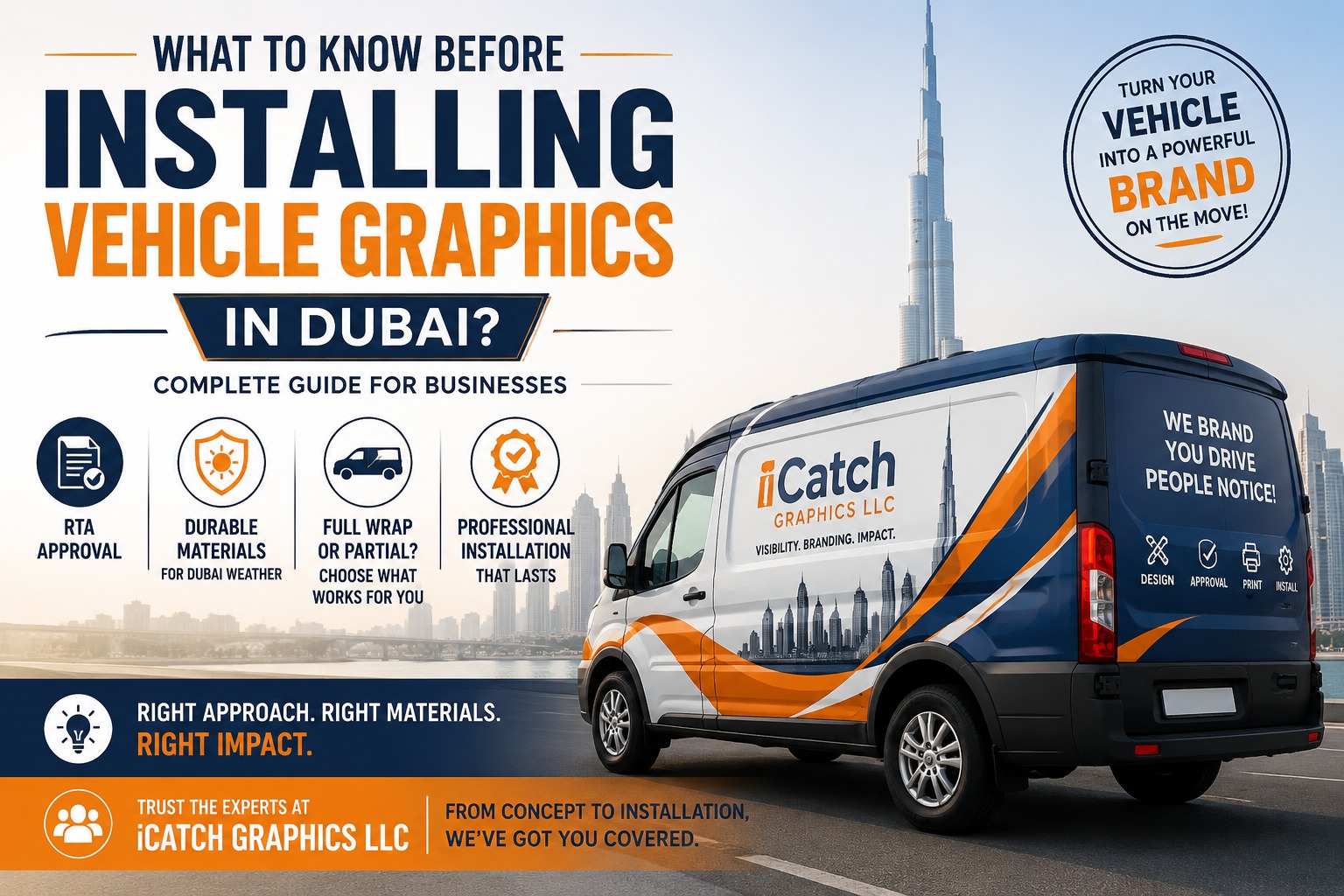 Vehicle graphics installation in Dubai by iCatch Graphics LLC