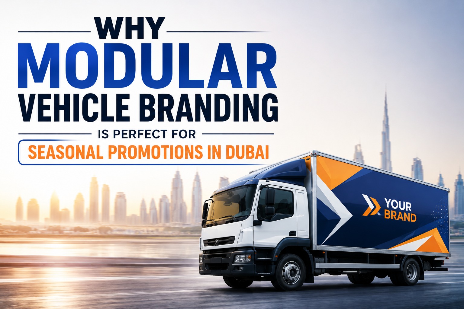 Modular vehicle branding in Dubai featuring a branded commercial vehicle with interchangeable promot