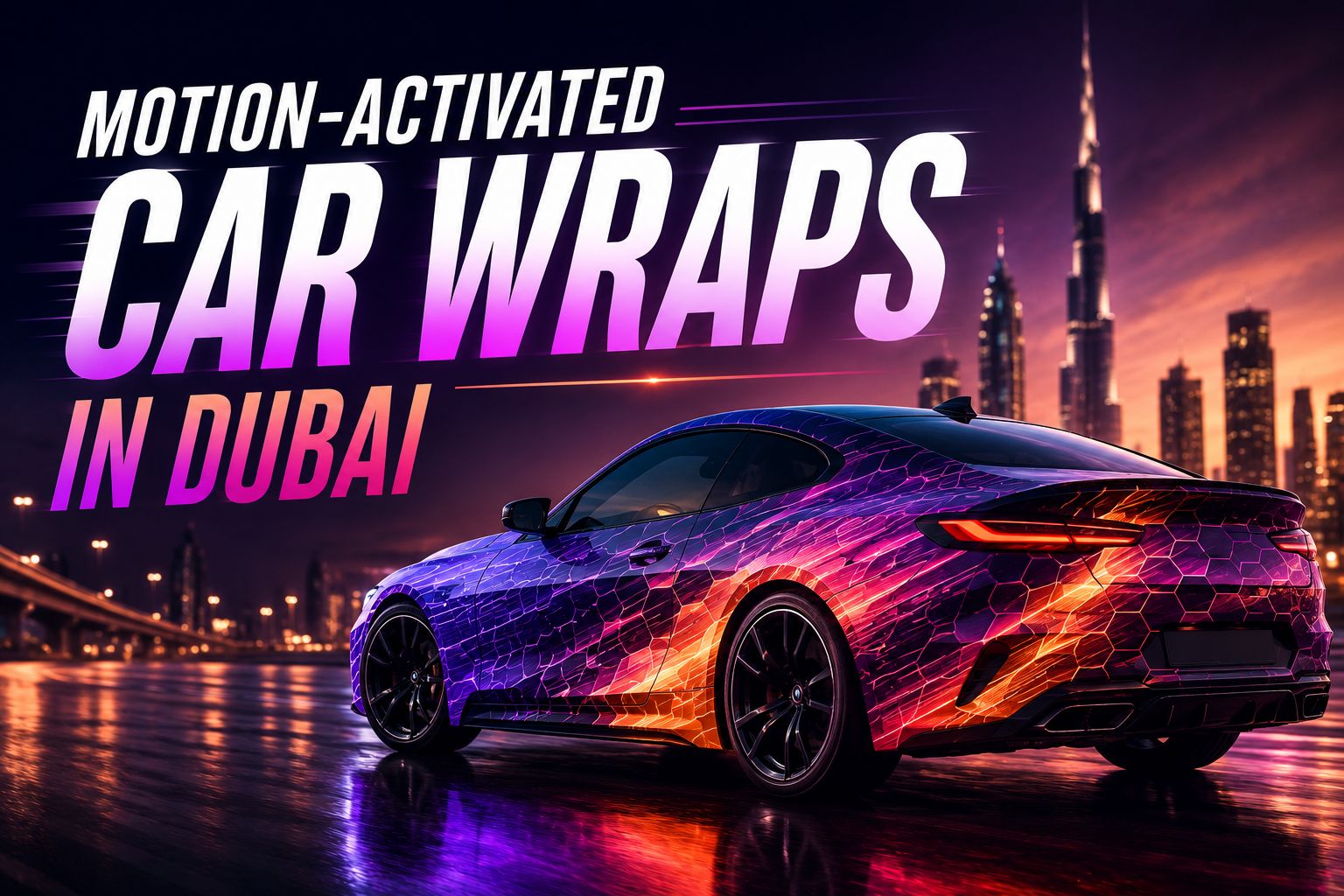 Motion-activated car wrap for vehicle branding in Dubai