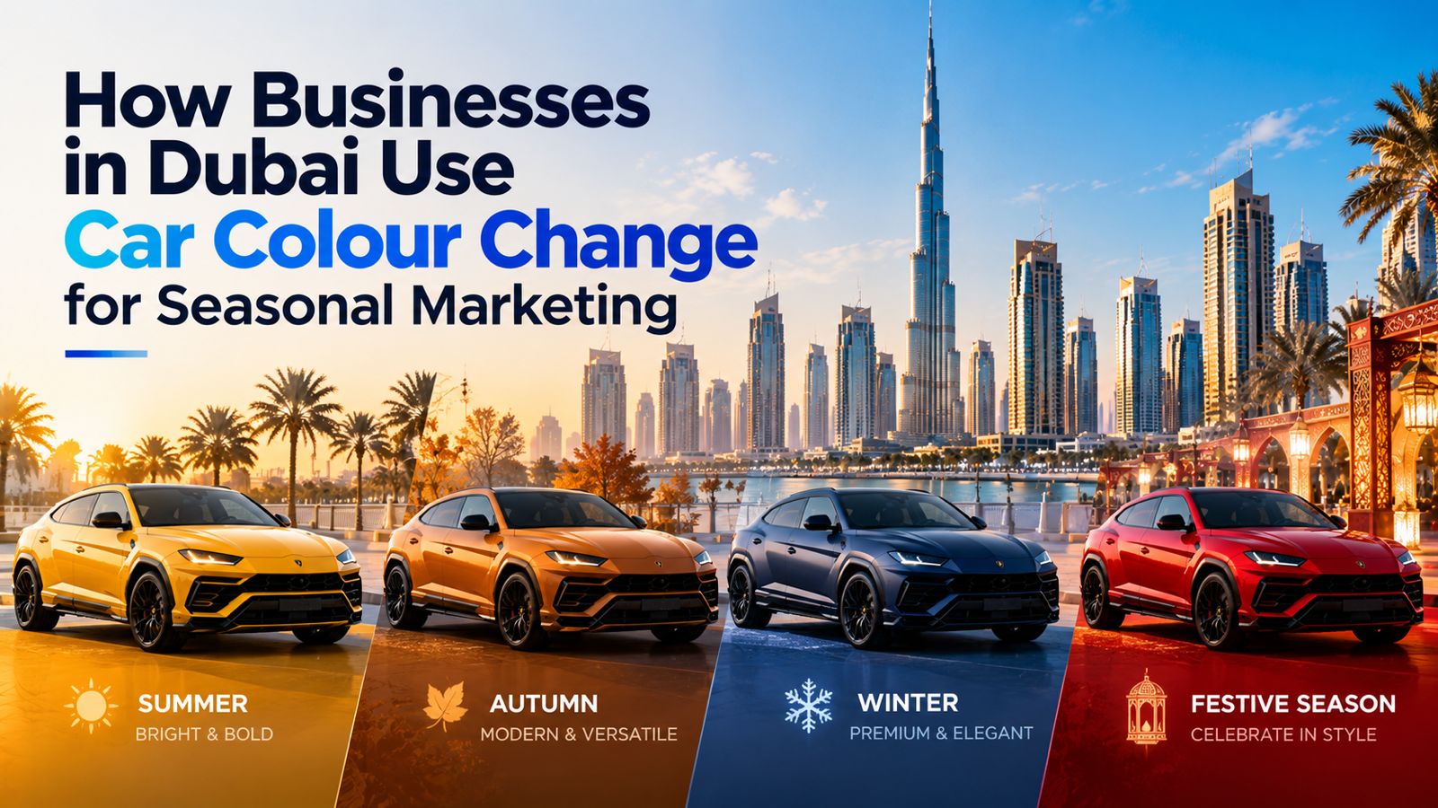 Car colour change wrap for seasonal marketing in Dubai